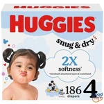 Huggies Snug & Dry Diapers Size 4 186CT: Paraben-free, Elastic Sides. Fixed Price $55.37.