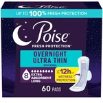 Poise Overnight Ultra Thin Incontinence & Extra Absorbent, Long Length, White. Fixed Price $52.99.
