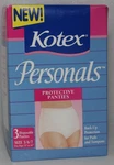 Vintage Kotex Personals 3 Disposable Protective Panties Size 5 6 7 1994 New Nos. Fixed Price $25.00.
