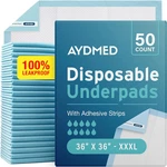 50 Incontinence Underpads 36" With Adhesive Strips Xxxl Bed Disp. Fixed Price $63.99.
