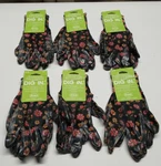 Boss Gardening Gloves 6 Pair Breathable Nitrile Coated Palm Navy Floral Large. Fixed Price $25.16.