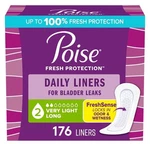 Poise Daily Incontinence Panty Liners, 2 Drop Absorbency, Long, 176 Ct Fast Ship. Fixed Price $29.99.