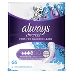 Incontinence Pads For Moderate Absorbency, 66 Count. Fixed Price $36.11.