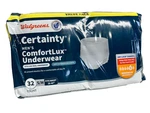 Walgreens Certainty Adult Incontinence Comfortlux Underwear Men 32 Ct Size. Fixed Price $29.00.
