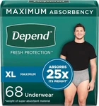 Depend Fresh Protection Adult Incontinence Underwear For Men, X-large, Grey. Fixed Price $81.09.