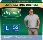Depend Fit-flex Incontinence Disposable Underwear / Men, Large, 52 Ct (4793601). Fixed Price $444.99.