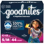 Goodnites Girls' Nighttime Bedwetting Underwear, Size S/m (43-68 Lbs), 44 Ct .... Fixed Price $42.96.