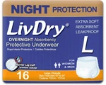 Adult Diapers Large Incontinence Underwear Overnight Leak Protection 16 Pack. Fixed Price $59.99.