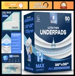 50 Pack Super Absorbent Disposable Bed Pads 36"X36" Waterproof Incontinence Line. Fixed Price $73.99.