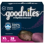 Goodnites Girls' Underwear Xl 95-140+ Lbs 28 Ct Packs. Fixed Price $45.32.