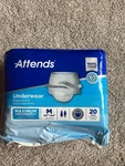 Attends 20 Count Adult Underwear Maximum Absorbency Med 34 -44 Unisex. Fixed Price $11.00.