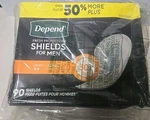 Depend Shields Incontinence Pads For Men, Light Absorbency, One Size, White. Fixed Price $26.99.