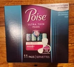 Poise Ultra Thin Women's Incontinence 11 Pads (without Wings). Fixed Price $10.20.