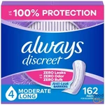 Always Discreet Moderate Long Absorbency 4 Drop Base Pads - 162CT. Fixed Price $44.30.