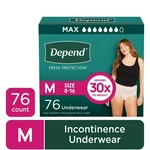Depend Fresh Protection Incontinence Underwear For Women, Adult Diapers, M, 76CT. Fixed Price $47.95.