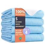 Washable Underpads Heavy Absorbency Waterproof Bed Blue 34X36 Inch Pcs. Fixed Price $60.16.