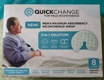Quickchange Maximum Absorbency Male Incontinence Wrap 3-IN-1 One Size 8 Count. Fixed Price $12.99.