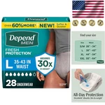 Depend Fresh Protection Disposable Men's Incontinence Underwear, Large, 28 Count. Fixed Price $42.99.