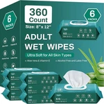 Aozita 8"X12" Disposable Adult Wet Wipes, Ultra Soft For All Skin Types, 360 Ct. Fixed Price $42.88.