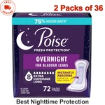 Poise Overnight Incontinence Pads For Women, 8 Drop Extra Coverage, 72 Count. Fixed Price $51.79.