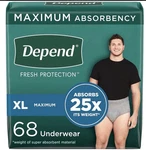 Depend Fresh Protection Men's Xl Incontinence Underwear 68 Maximum Absorbency. Fixed Price $57.00.