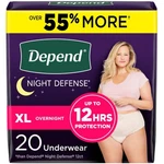 Depend Defense Women's Incontinence Underwear Overnight Xl 20 Ct. Fixed Price $32.49.