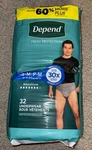 New Depend Underwear For Men Size Small / Medium 32 Count Maximum. Fixed Price $29.00.