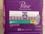 Poise Pads 30CT Fresh Protection #3 Light. Fixed Price $9.99.