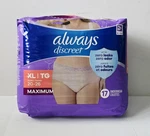 Always Discreet Incontinence Underwear For Women Maximum Protection Xl 17. Fixed Price $19.98.