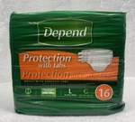 Depend Protection Briefs With Tabs Maximum Absorbency Large 16CT New. Fixed Price $25.89.