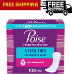 Poise Ultra Thin Incontinence Pads 5 Drop, Maximum Absorbency, Long, 108 Count. Fixed Price $59.21.