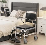 Costway JH10003 4-IN-1 Bedside Commode Shower Chair Wheels Bucket New. Fixed Price $89.97.