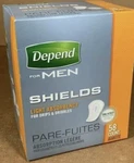 For Men 1 Box / 58 Shields Light Absorbency, One Size Fits All. Fixed Price $14.00.