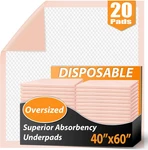 Oversized Bed 40" X 60"(20 Counts), Heavy Duty Ultra Absorbent Underpads,. Fixed Price $64.99.
