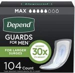 Depend Guards Incontinence Pads For Men, Maximum Absorbency, 104 Count. Fixed Price $42.95.