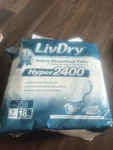 Livdry Hyper 2400 Super Absorbent Incontinence Pads Missing (16 Pack Total). Fixed Price $21.00.