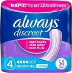 Always Discreet Incontinence Pads Moderate Absorbency Long Length 54 Count. Fixed Price $21.74.