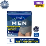 Tena Men Incontinence Underwear, Maximum Absorbency, Large, 80 Ct, Pull-on, Gray. Fixed Price $54.59.