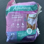 Assurance Women's Incontinence & Postpartum Underwear, Xs Maximum Abs 18 Count. Fixed Price $19.99.