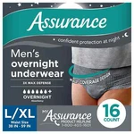 Assurance Incontinence Underwear For Men's Adult Diaper, Overnight S/m 16 Count. Fixed Price $16.99.