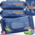 Refreshify Xl Aloe Vera Shower Body Wipes For Adults 8 12 200 Count. Fixed Price $31.28.