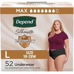 Depend Silhouette Adult Incontinence Underwear For Women, Large, Black, 52 Ct. Fixed Price $92.05.