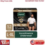 Depend Real Fit Incontinence Underwear For Men, Adult Diapers, L/xl, Black, 52C. Fixed Price $41.00.
