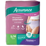 Assurance Women's Underwear, Maximum Absorbency, Size S/m, 19 Ct 2PACK=38 Count. Fixed Price $24.99.