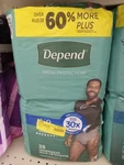 Depend Fresh Protection Disposable Men's Incontinence Underwear, Large, 27 Count. Fixed Price $22.00.