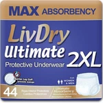 Livdry Ultimate 2XL Adult Unisex Protective Underwear, Max Absorbent, 44 Count. Fixed Price $85.88.