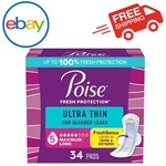 Poise Ultra Thin Incontinence Pads With Wings 5 Drop Maximum Absorbency 34 Count. Fixed Price $26.95.