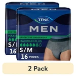 (2 Pack) Tena Men Protective Underwear Maximum Plus, S/m, 16 Count. Fixed Price $49.90.