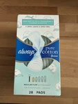 Always Pure Cotton Unscented 100% Regular Flow Flexi-wings Pad 28CT. Fixed Price $15.99.