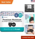 Premium Maximum Absorbency Disposable Underwear For Women - 20 Count, Large. Fixed Price $39.59.